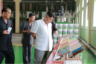 160813 - 조선의 오늘 - KIM JONG UN - Genosse KIM JONG UN besichtigte die neuen Produktionsprozesse im Vereinigten Chemiewerk Sunchon - 08 - 경애하는 김정은동지께서 순천화학련합기업소에 새로 꾸린 아크릴계칠감생산공정을 돌아보시였다